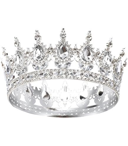 Tiara Corona Cristallo Alta 5,2 Cm Per Matrimonio, Regina, Principessa, Ballo - Adulto