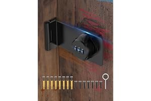 MeBantoo Cabinet Password Hasp Locks, 90 Degree Barn Door Lock, Household Security Combination Latch for Locker, Fence, Bathroom, Outdoor, Garden (Black -1PC)