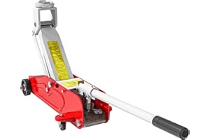 HOMCOM Cric hydraulique à Profil Bas en Acier Robuste, capacité de Levage de 12 à 30 cm, Charge maximale 2000 kg, Rouge