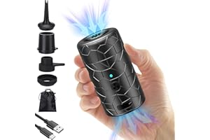 Mojimdo 2024 Version Electric Air Pump for Inflatables, Rechargeable Battery Air Pump for Airbed 2-in-1 Portable Mini Vacuum Pump with 4 Air Nozzles and Storage Bag for Air Mattress, Pool