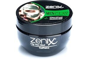 Zenix Men Face Mask Clay Mentol 350 g | Maska na twarz z tlenkiem glinki | kuracja na twarz z odświeżającym mentolem | pielęgnacja twarzy dla mężczyzn – przeciw pryszczom, wągrom i zanieczyszczeniom