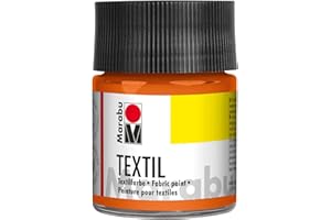 Marabu Textil-Pintura para tela (base de agua, para tejidos claros, lavable hasta 60 °C, agarre suave, fijación sencilla mediante planchado o horno, 50 ml), color naranja, (Paquete de 1) (17160005013)