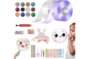 ALEPGLDE Nano Tape Bubble Kit, 40 Pezzi Tape Bubble Kit, Nastro Biadesivo per Bolle Soffiabili, Kit Fai da te Nano Tape Bubble Craft per Bambini Adulti, Kit Artigianale Fai-da-Te Bomboniere, Viola+Trasparente