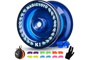 YOSTAR Reaktionsschnelles JoJo K1 Dunkelblau, Professionelles JoJo für Kinder, Plastik Responsive Jo Jo für Einsteiger, Profi Spielzeug mit 12 Saiten, Fall, Handschuh, 2 Hubstacks