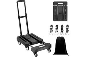 ‎REAWOW REAWOW Plattformwagen Klappbar Transportkarre Faltbar Transportwagen 227 kg Gepäcktransportwagen mit 6 Rädern und 4 Spanngurten für Gepäck für Gepäck Reisen Einkaufen Umzug und Büro