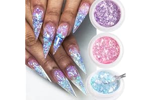 GZSYY Flake Nail Glitter Pailletten Glitzer für Nägel 3PCS Nagel Pulver Set Flocken Pailletten Nagel Chamäleon Holographic Nail Powder