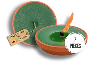 Lavalis - Lot de 2 grandes bougies de jardin en terre cuite - Résistantes aux tempêtes - Pour barbecue, mariage et fête - Durée de combustion : 7 h - Hauteur de la flamme : 15 cm