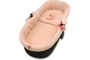 TOTSY BABY Coussin de siège Mousseline pour poussette bébé - housse de nacelle habillage couffin o réducteur chaise haute accessoires 3 pièces avec insert et oreiller Beige