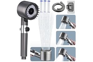 BUTTERFOX Pommeau de Duche, Pommeau de Douche Haute Pression avec tuyau 1,5M, Pommeau de Douche Economie Deau avec 4 types de jets, Pommeau Douche Anti Calcaire avec Filtre Coton PP Remplaçable