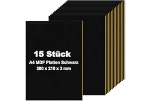 LDXDRU 15 placas de madera de densidad media A4 de color negro, 300 x 210 x 3 mm, láminas finas de madera para láser, enrutadores CNC, modelado, calado, sierra de marquetería