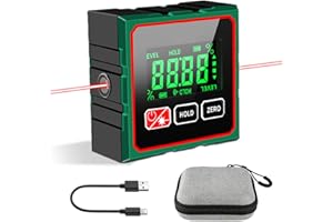 DISELERI Digital Angle Finder with Laser, 4-Side Magnetic Digital Angle Gauge with Laser, Inclinometer Level with LCD Display for Woodworking, Construction, Table Saw and Machinery (with Tool Bag)