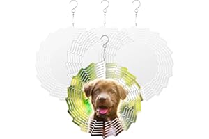 WACAR 4 Pack 10 inch Sublimation Wind Spinner Blanks, 3D Aluminum Double Sided Sublimation Wind Powered Kinetic Sculpture DIY Crafts Ornaments for Indoor Outdoor Garden Yard Window Porch Decoration