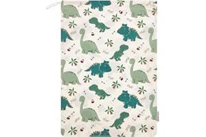 PANINI TESSUTI Sacchetto per il cambio asilo nido in 100% Cotone 34x44 cm sacco porta indumenti bavaglini (Dinosauri, Sacchetto)