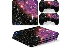 Morbuy PS4 Pro Vinyl Skin Full Body Cover Sticker Decal For Sony Playstation 4 Pro Console and 2 Dualshock Controller (Sky Purple)