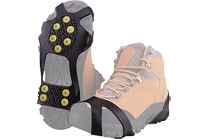 GIGGLEYE Anti-Rutsch Schuhspikes, Grödel Steigeisen für Bergschuhe mit 8 Zähne, Spikes für Schuhe, Schuhkrallen, Antirutsch Spikes für Wandern, Schnee, EIS, Winter Outdoor, Trekking