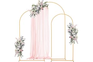 VEVOR Arche de Mariage Lot de 3 Support de Fond Arche 2,2 m 2 m 1,8 m pour Décoration de Mariage, Anniversaires, Remises de Diplômes, Fêtes, Cérémonies, Célébrations, Structure Stable en Métal, Doré