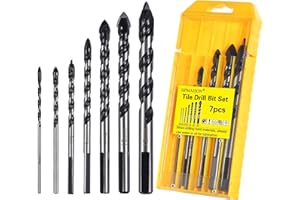 HPMAISON Lot de 7 forets à maçonnerie en carbure de tungstène pour porcelaine, carrelage, béton, mur de brique, verre, miroirs, plastique, maçonnerie et bois (3 4 5 6 8 10 12 mm)