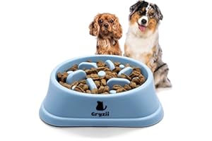 GRYZII Gamelle Anti Glouton Chien Moyen | Bol d'alimentation Lente et Saine, Favorise la Digestion de l'animal, Anti Vomissements, Design avec Pieds Antidérapants, Chien de Taille Moyenne (Moyen, Bleu)