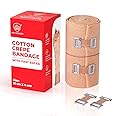 MY ARMOR Soft Cotton Pain Relief Crepe Bandage with 2 Extra Clips - 10cm X 4mt - Pack of 1