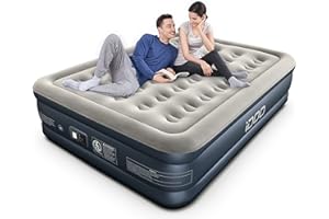 iDOO materac dmuchany, samopompujący z elektryczną pompką powietrza, szybkie nadmuchiwanie/spuszczanie powietrza w 3 minuty, na wycieczki kempingowe, 203 x 152 x 46 cm, maks. 295 kg, podwójny