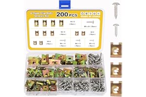Gueenky 200 Pezzi Dadi a U Clip di Fissaggio, Clip a U per Auto Dadi e Viti per Carrozzeria Moto