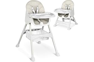Ricokids Chaise haute pour bébé 3 en 1 - Pour enfant à partir de 6 mois - Avec ceinture de sécurité - Pliable - Facile d'entretien - Cadre réglable en hauteur - Planche à manger amovible - Panier