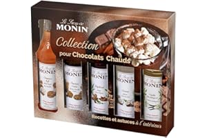 MONIN - Coffret Sirop MONIN - Saveurs Roulé à la Cannelle/Chocolat Cookie/Pain d'Epices/Vanille/Noix de Coco - Pour Café/Chocolat Chaud/Capuccino/Latte - Arômes Naturels - Bouteille en Verre - 5 x 5cl