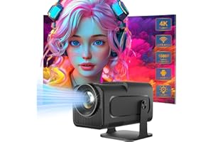 AILRINNI Mini Projector New HY320 WiFi Portable Auto Keystone Projector, 4K FHD 1080P Smart Home Cinema Projector Support 10000 Lumens with WiFi 6, 180 Degree Rotation Outdoor Movie Projector