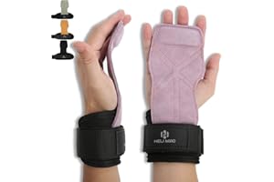 HELI MIAO Power Pulling Aids Strength Training, Fast Grip Leather Pulling Aid Wrist Straps for Bodybuilding, Fitness, Crossfit, Strength Training, Powerlifting - Lifting Straps for Women and Men