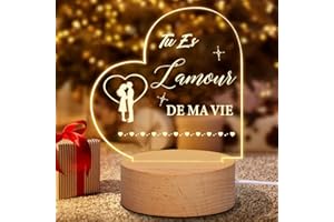 COLDBLING Cadeau Homme Femme Amour, Cadeau Saint Valentin Homme Femme, Veilleuse Gravée Acrylique Cadeaux Anniversaire de Mariage, Idée Cadeau Noel pour Amoureux, Petit Ami, Femme, Mari, Petite Amie, Couple