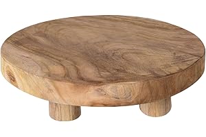 ‎SPETEBO Spetebo Echt Holz Pflanzenhocker Teak - 30x7 cm - Kleiner Deko Hocker Blumenhocker massiv aus Handarbeit