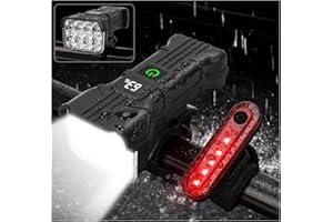 GOLIS 12 LED Bike Lights Front and Back 5 Lighting Modes Front Bike Light and 4 Lighting Modes Back Taillight,USP Rechargeable Bike Lights Waterproof Mountain Bike Lights