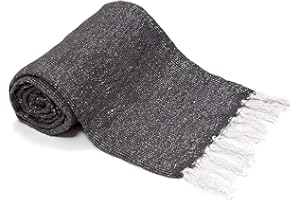 Americanflat Coperta da yoga messicana autentica – morbida coperta falsa in cotone e poliestere in tinta unita grigio