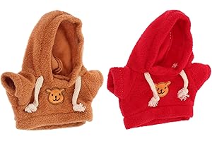 UPKOCH 2Pcs Bear Doll Hoodie Clothes for 20Cm Plush Toys Assorted Color Fabric Outfits - Fun Dress up Accessories for Kids