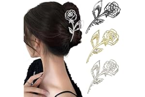 Ypkia Set di 3 grandi fermagli per capelli da donna, antiscivolo, per donne e ragazze, accessori per capelli spessi (oro, nero, argento)