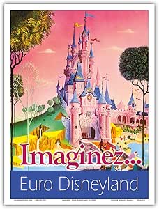Euro Disneyland Chateau Paris France Imaginez Affiche Voyage C 1990s Impression D Art 23 X 31cm Amazon Fr Cuisine Et Maison
