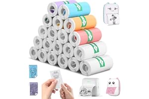 MIXARA 20 Rollen Mini Drucker Papier Selbstklebend, Thermorollen, Thermopapier 57x25mm, Thermodrucker Papier, Thermopapierrollen ohne Tinte für Kinderkameras, Sofortbildkameras und mobile Fotodrucker