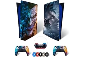 MaD Vision® Extra-haltbares Skin-Kit für PlayStation (PS5) Disc | Mattes Vinyl-Aufkleber-Set für Konsole + 2 Controller – für Joker Batman Design