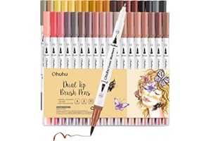 Ohuhu Feutre Coloriage Pour les Couleurs de Peau, Kit de 36 Feutres Lavables Double Pointe Pour Les Tons de Peau et Les Nuances De Cheveux, pour Mandala, Journal, Dessin, Livre de Coloriage