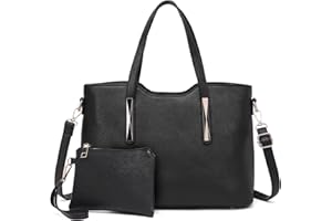 Miss Lulu Henkeltasche Damen Tasche 2 tIg. Shopper Reise Schultertasche,Schwarz