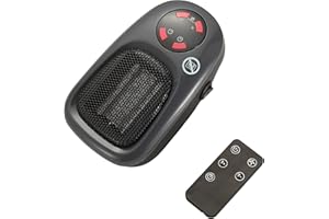BALDERIA Plugin-Heater | Starker Heizlüfter 500W | Steckdosenheizung mit Fernbedienung, Timer & Thermostat | 2 Gebläsestufen | Für Räume bis 20 qm | Ideal für Büro, Wohnzimmer, Bad oder Gartenhaus