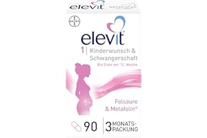 ‎ELEVIT Elevit 1 - Folsäure hochdosiert - Kinderwunsch- und Schwangerschaftsvitamine - 20 Vitamine und Mineralstoffe für die Entwicklung des Babys - 90 Tabletten für 3 Monate