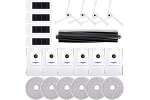 Geoviizon Accessori di Ricambi Compatibile con Deebot X2 Omni (1 Spazzola Principale, 4 Spazzole Laterali, 4 Filtri, 6 Mop Tamponi, 6 Sacchetti per Aspirapolvere) (bianco)