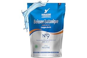 Hydrascore N°9 - Goût Neutre 1200 g - Nouvelle Recette - Boisson Isotonique Energétique pour Sportifs - Running, Vélo, Triathlon - Énergisante & Hydratante - Électrolytes Hydratation & BCAA - H1032
