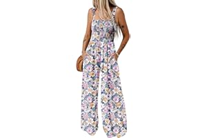 Dokotoo Tuta Donna Estiva Floreale Salopette Elegante Cerimonia Completo Cerimonia Larga Pantaloni Senza Maniche Tailleur Lungo Jumpsuit