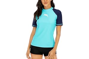 Halcurt UV Shirt Damen Kurzarm Rash Guard UPF 50+ Schwimmshirt Schnell Trocknender Badeshirt S-XXL
