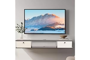 LESOLAR Floating TV Stand Wall Mounted,Entertainment Center, Media Wall Units,Cabinet Multi Large Storage TV Bench Under TV Low board with Drawers and Cable Hole for Bedroom Livingroom,Router Bracket.