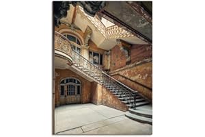 ‎ARTLAND ARTland Leinwandbilder Wandbild Bild auf Leinwand 45x60 cm Wanddeko Architektur Ruinen Treppenhaus Treppe Ornamente Licht Lost Places U4YC
