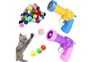 LPMXYW 35pcs Cat Ball Gun Interactive Toy, Plush Ball Shooting Gun for Cats Cat Toy Launcher Launcher Cat Colorful Plush Toy Balls for Funny Cat Toys Indoor Kitten for Training Playing Pet Supplies