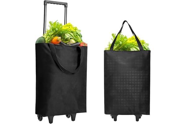 YuLiMirich Vikbar Shoppingvagn 30 L, 2-i-1 Shoppingväska Med 2 Hjul, Lätt För Camping Och Resor